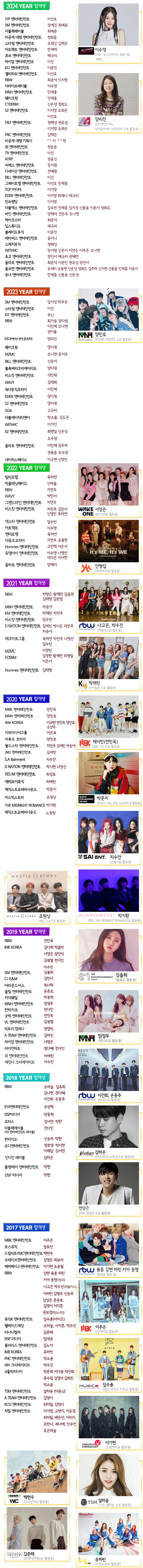 오디션합격자명단